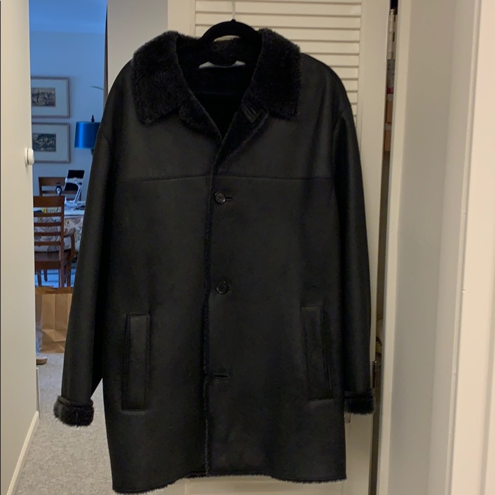 Andrew Marc Shearling Lined Leather Jacket.